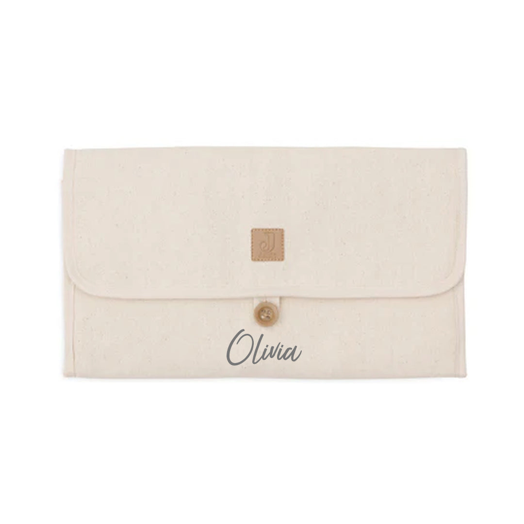 Changing mat with storage compartments, twill, sand | Jollein
