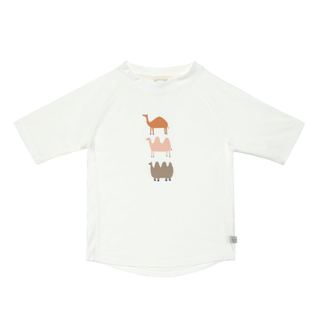 UV Badeshirt Kurzarm Weiß – Kamel, Gr. 74/80 | Lässig
