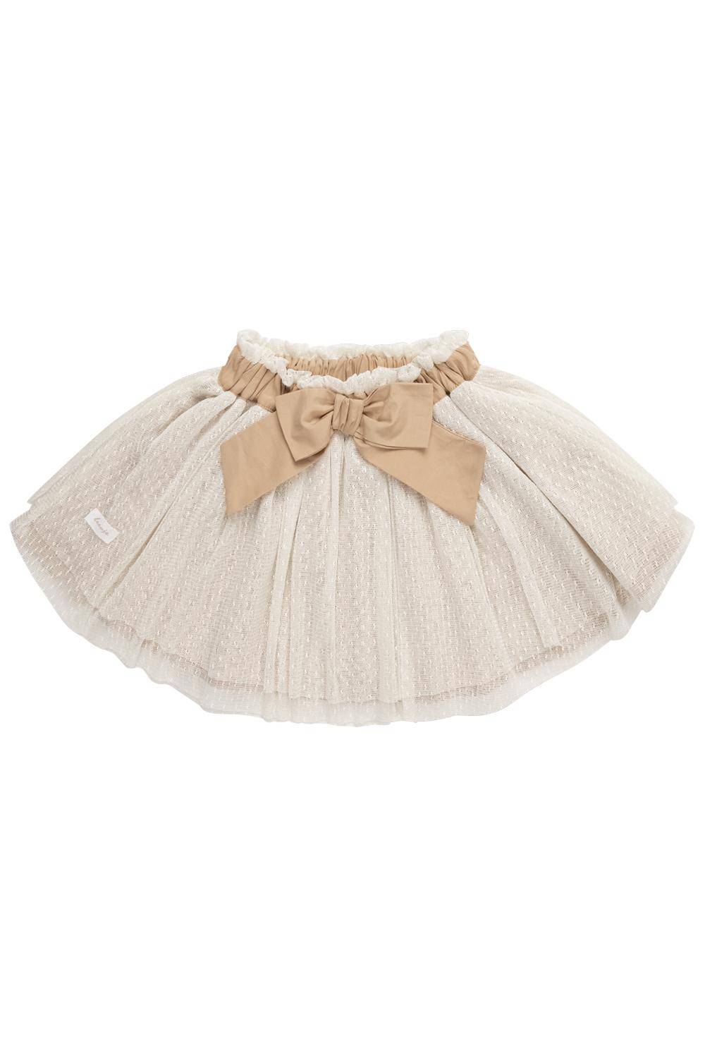 Tulle skirt with flounces and attached bow, white, size 86/92 | leevje