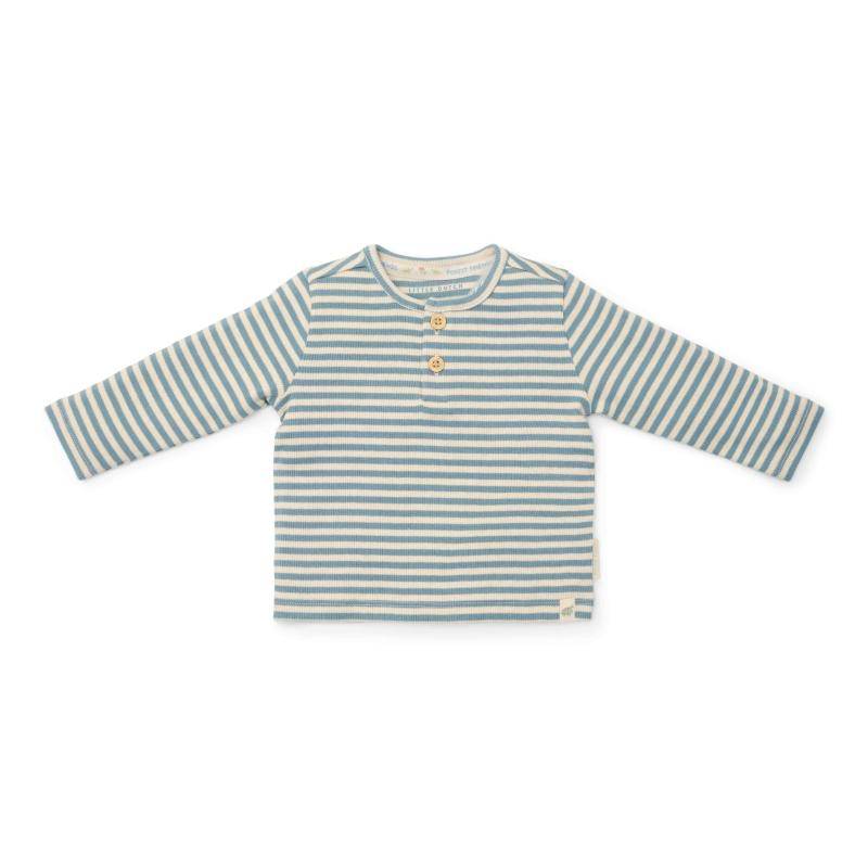 T-shirt manches longues à rayures bleu pierre | Little Dutch