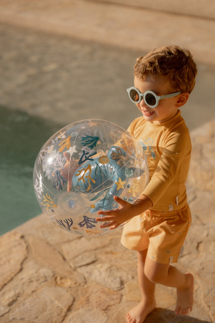 Maillot de bain à manches longues Seashells Sunny Yellow | Little Dutch