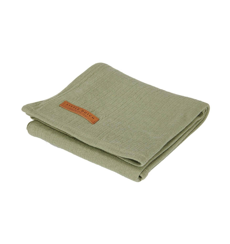 Muslin cloth swaddle 120 x 120 Pure Olive | Little Dutch
