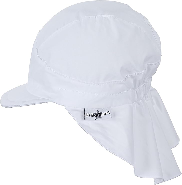 Peaked cap with neck protection, white, size 53 | Sterntaler
