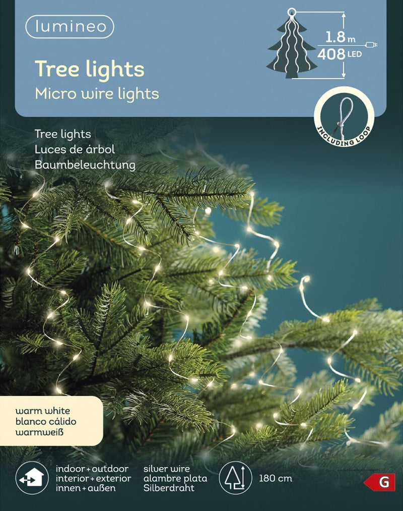 Decorative LED Micro String Lights for Christmas Tree 180cm White | lumineo