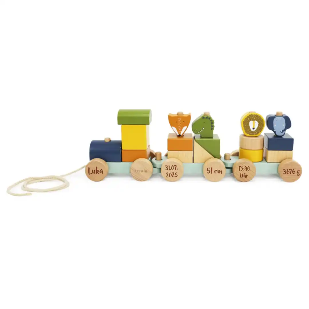 Wooden Train Railway with Animals – Birth Gift | Schmatzepuffer