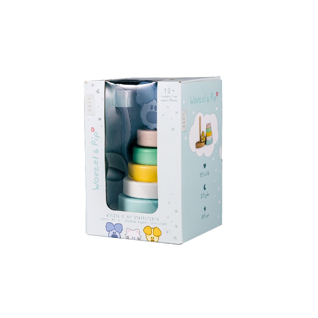 Personalisierter Stapelturm Wusel Baby – Geschenk zur Geburt | Schmatzepuffer