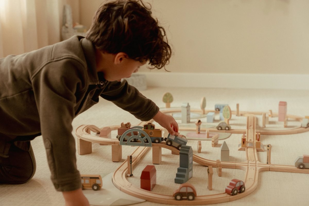 Large XL wooden train set – 113 pieces | Schmatzepuffer