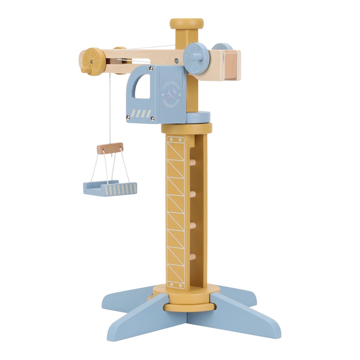 Wooden construction crane playset for wooden railway construction sites | Schmatzepuffer