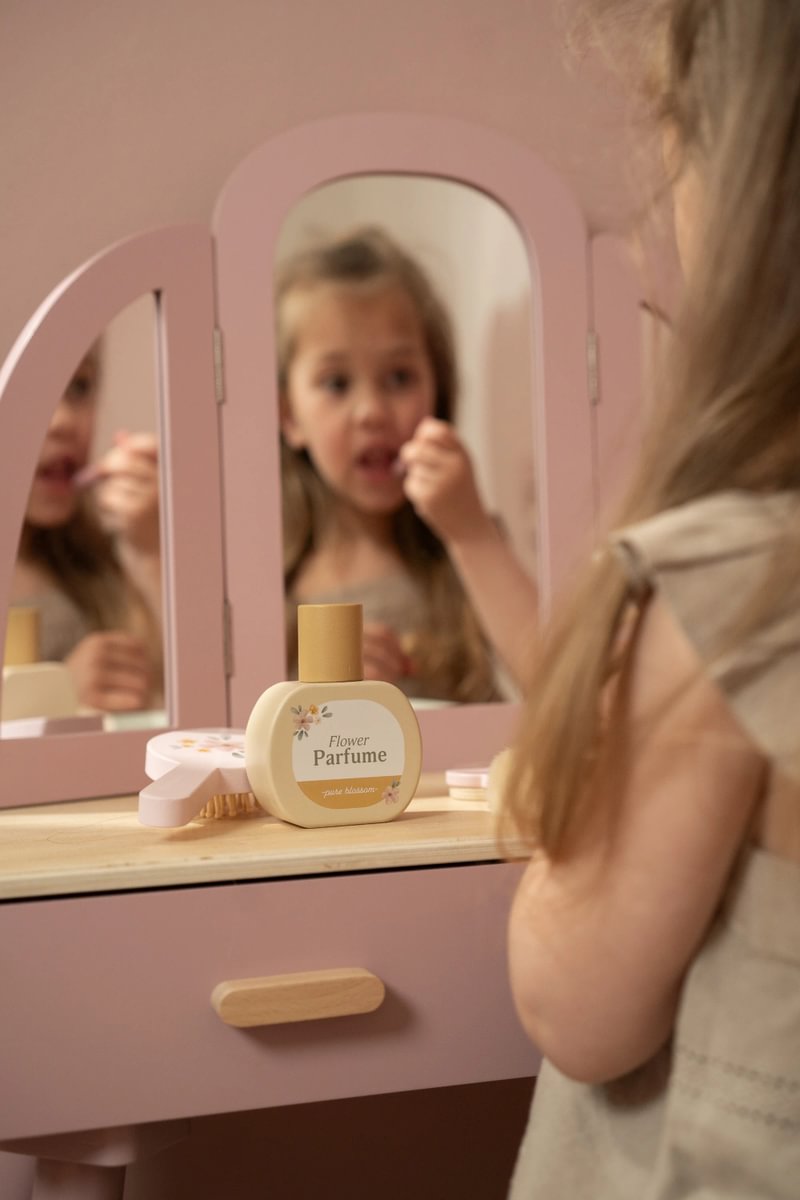 Frisiertisch Kinder aus Holz – Schminktisch mit Spiegel & Zubehör