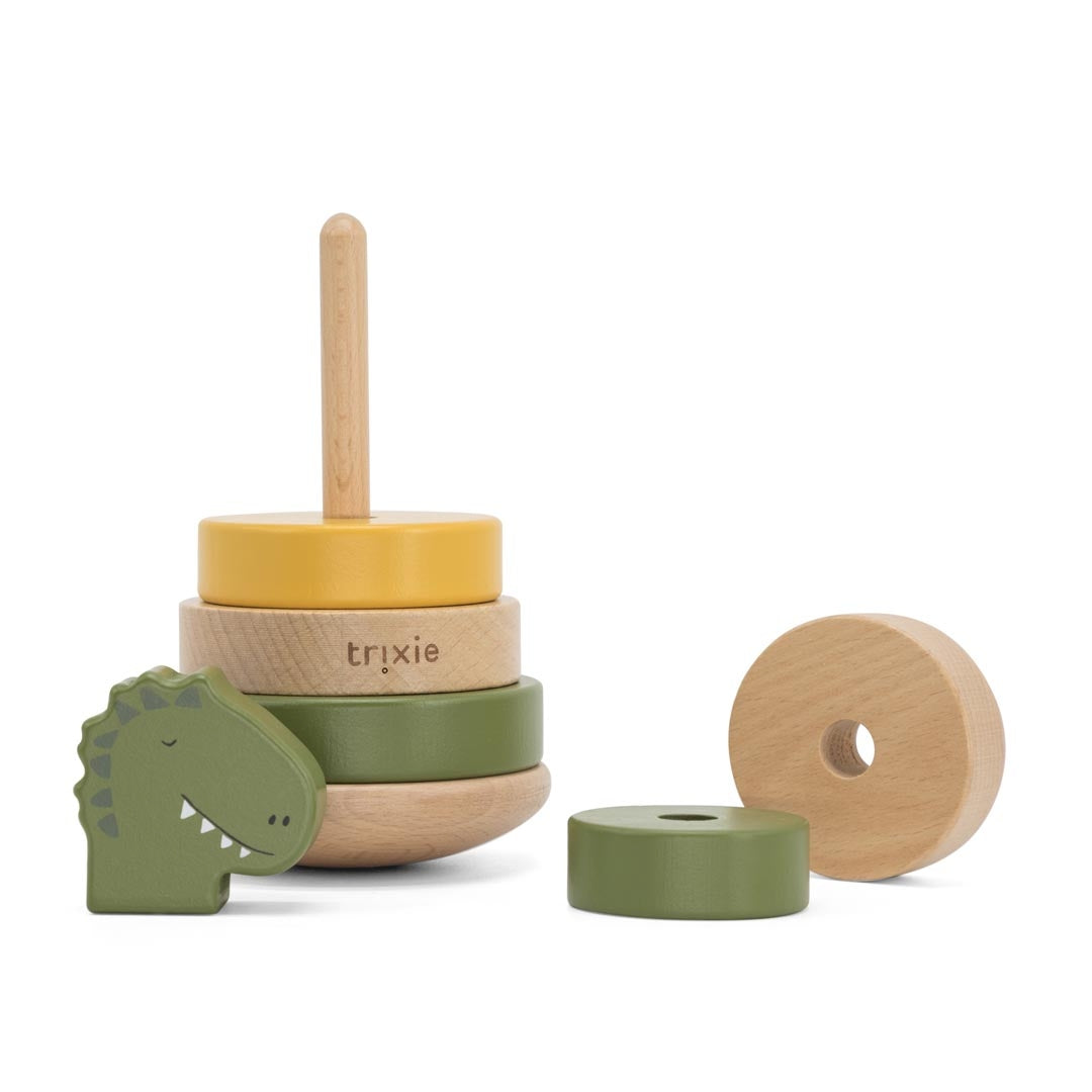 Stapelturm Holz Herr Dino – Geschenk zur Taufe | Schmatzepuffer