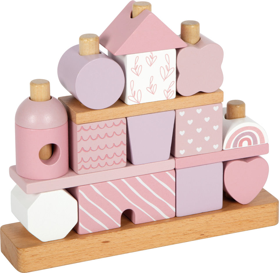 Personalisiertes Stapelhaus rosa zur Geburt | small foot by Schmatzepuffer