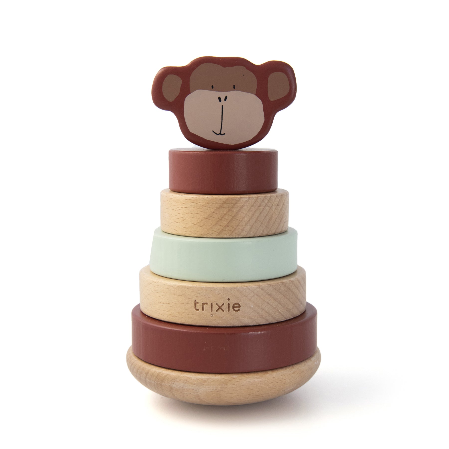 Wooden Stacking Toy Mr. Monkey – Christening Gift | Schmatzepuffer