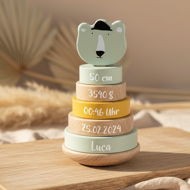Wooden Stacking Tower - Mr. Polar Bear - For the Birth | Trixie