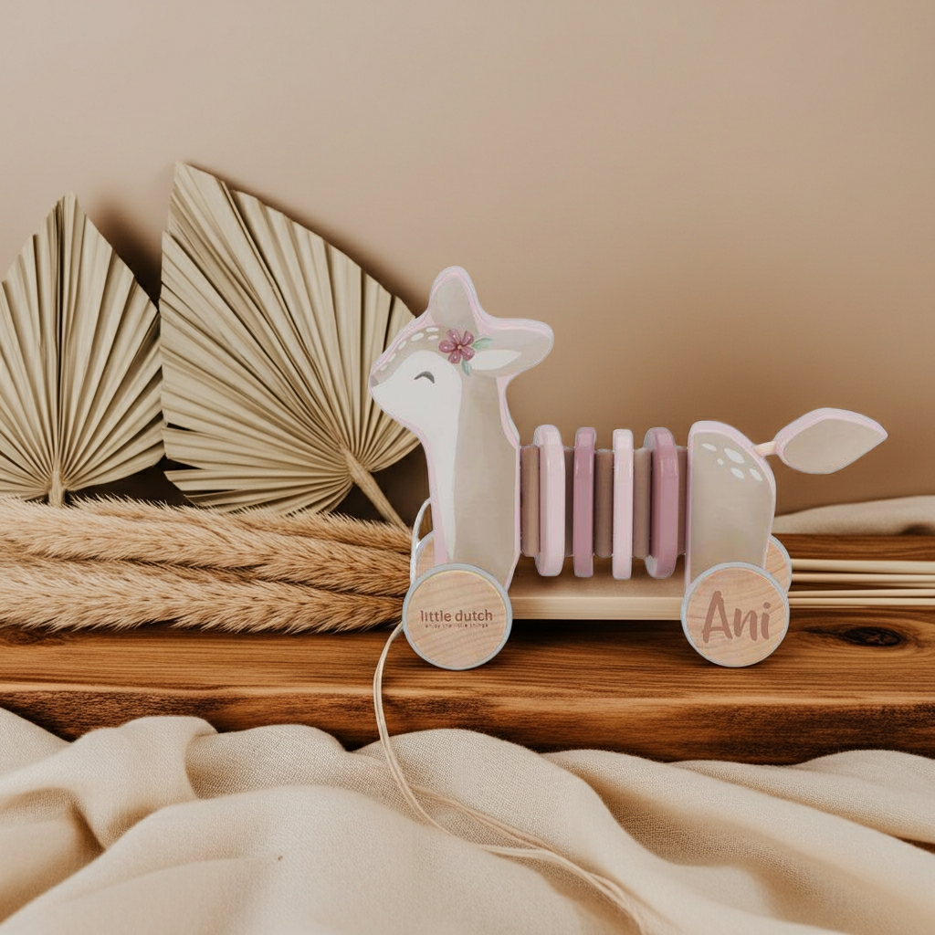 Wobbly pull toy deer Fairy Garden