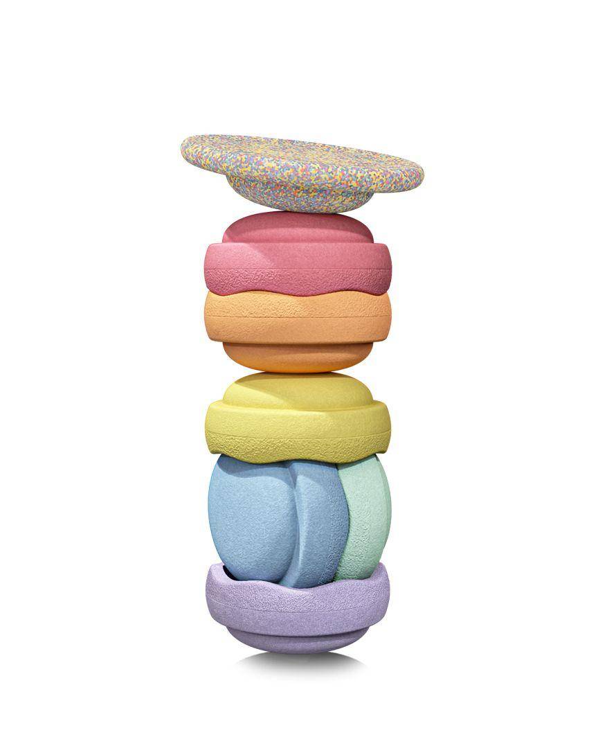 Balance Board + Stapelstein Rainbow Set Pastel | Stapelstein