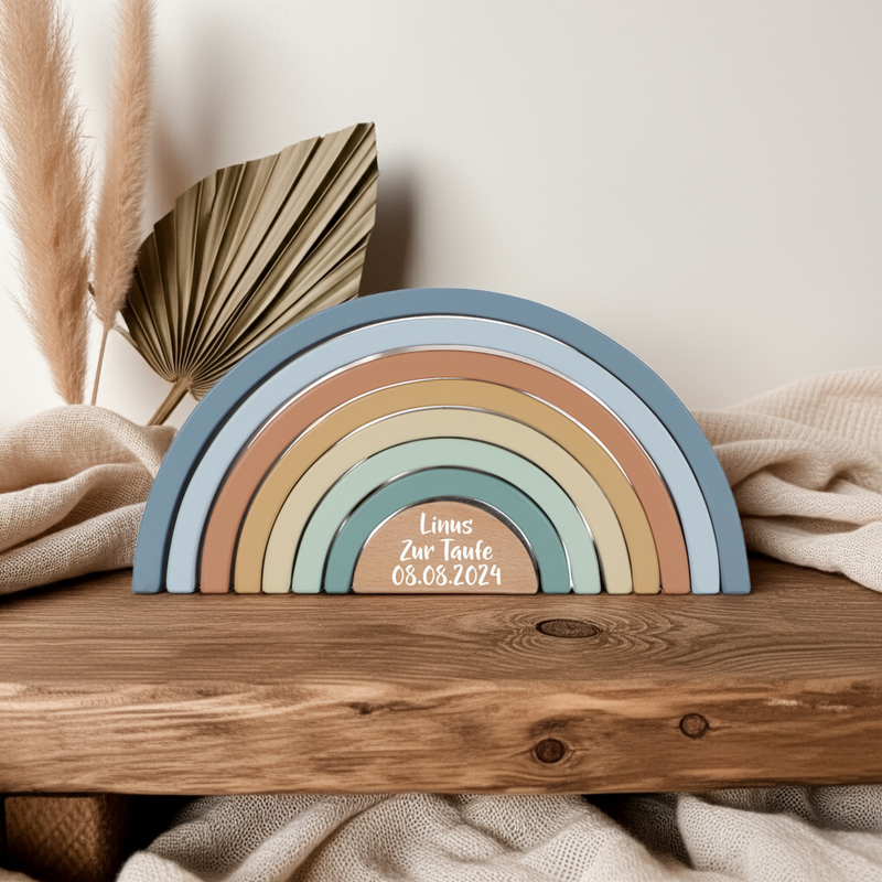 Personalized Stacking Tower Rainbow Forest Friends - Christening Gift
