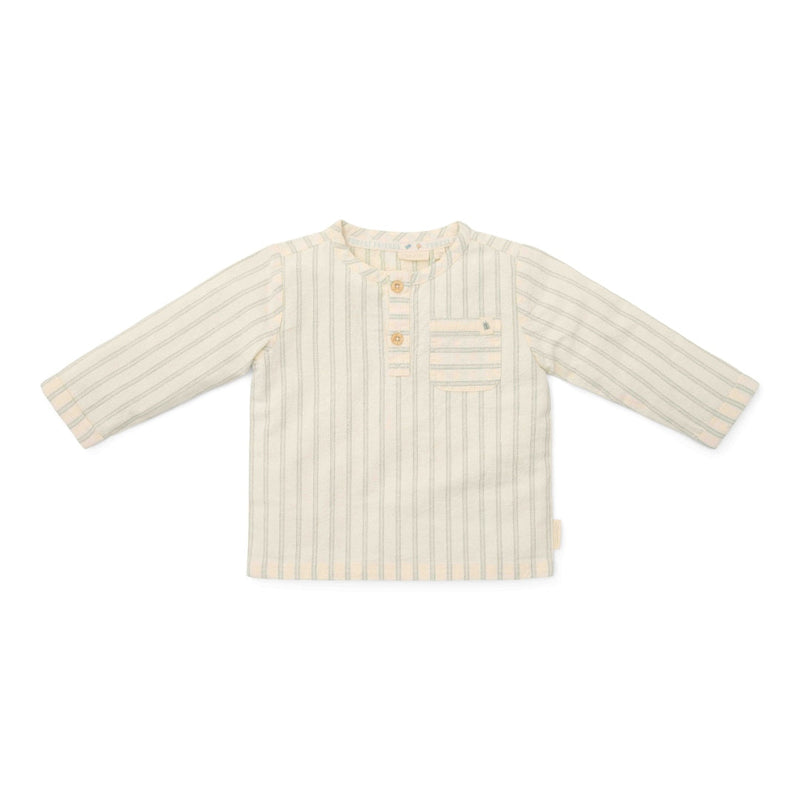 Long-sleeve Blouse Forest Green Stripe for Babies and Children