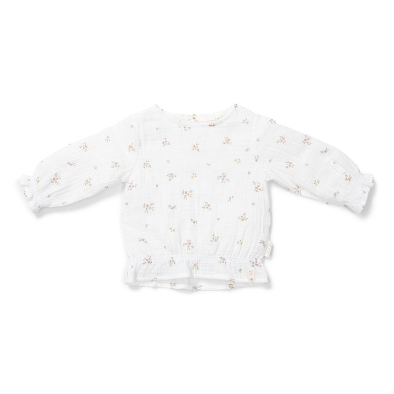Long Sleeve Blouse White Meadows for Babies and Kids