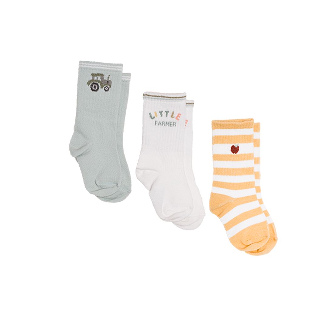 Socks set of 3 green/yellow/white | Little Dutch