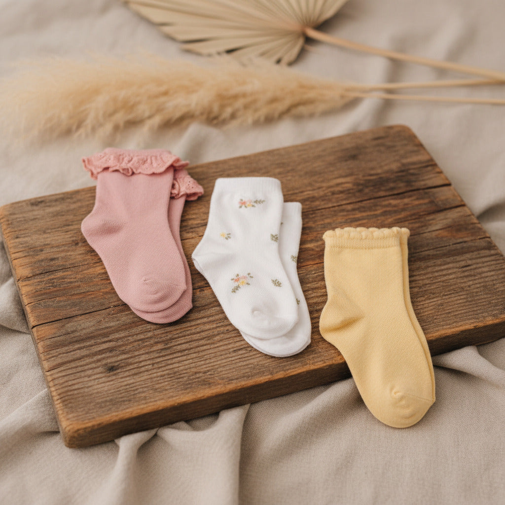 Lot de 3 paires de chaussettes rose/blanc/jaune | Little Dutch