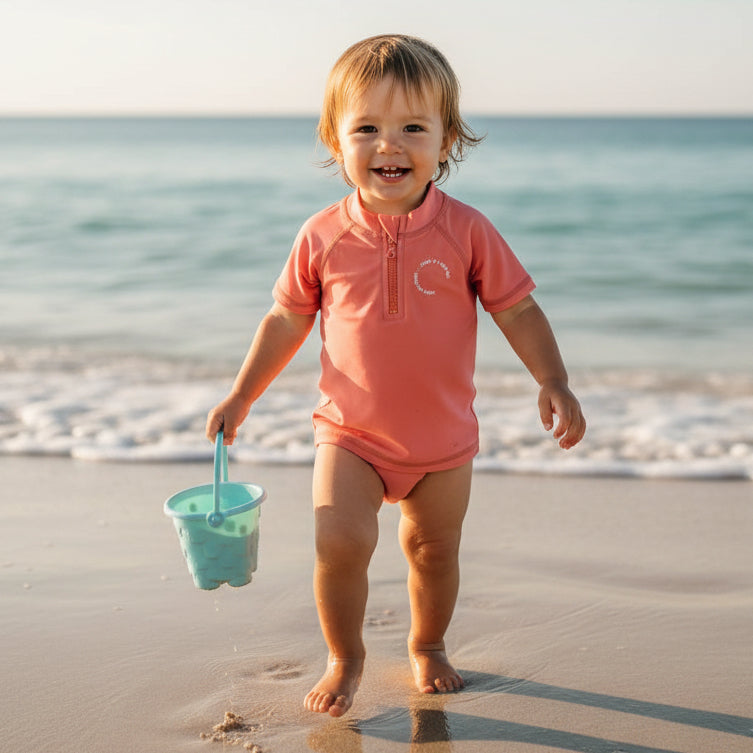 Short-sleeved Bathing T-shirt Coral – UV Shirt for Children