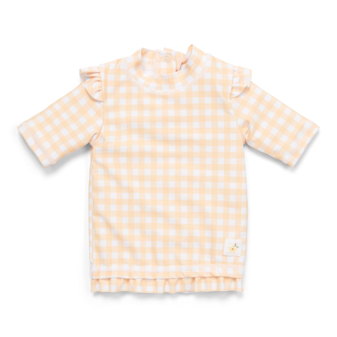 Kurzarm UV Shirt Sunshine Checks mit Rüschen