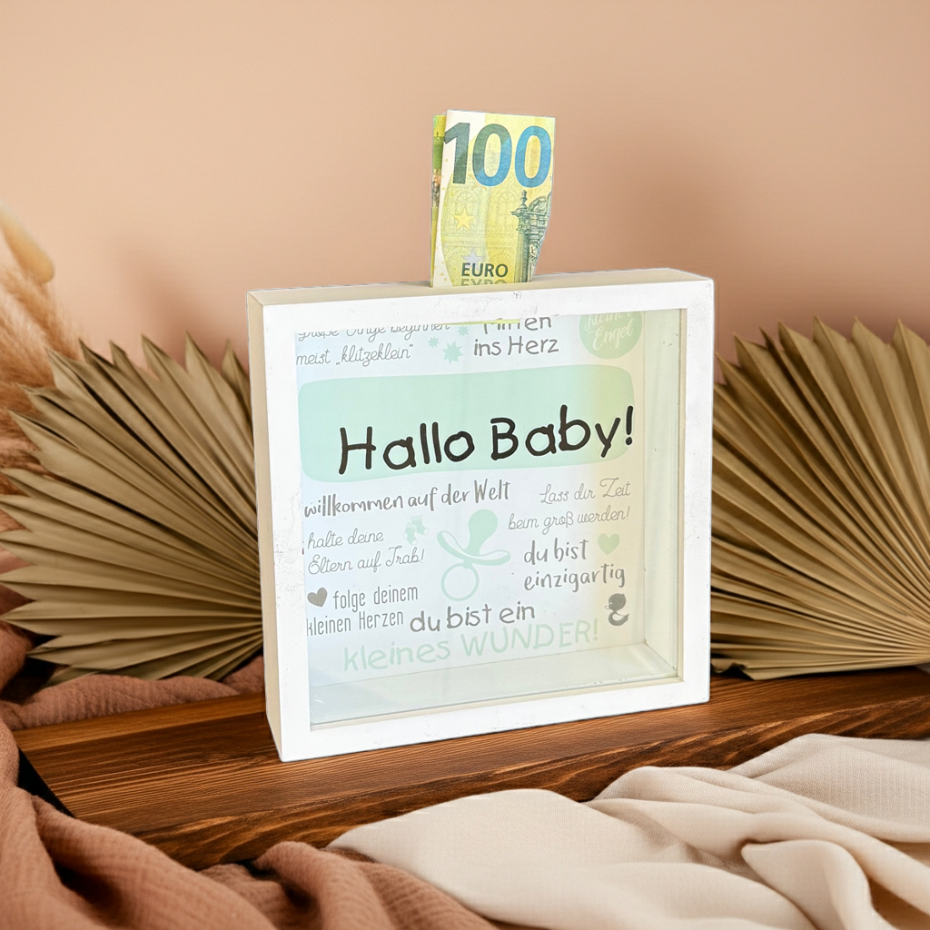 Piggy Bank Hello Baby - Money Gift for Birth | Schmatzepuffer