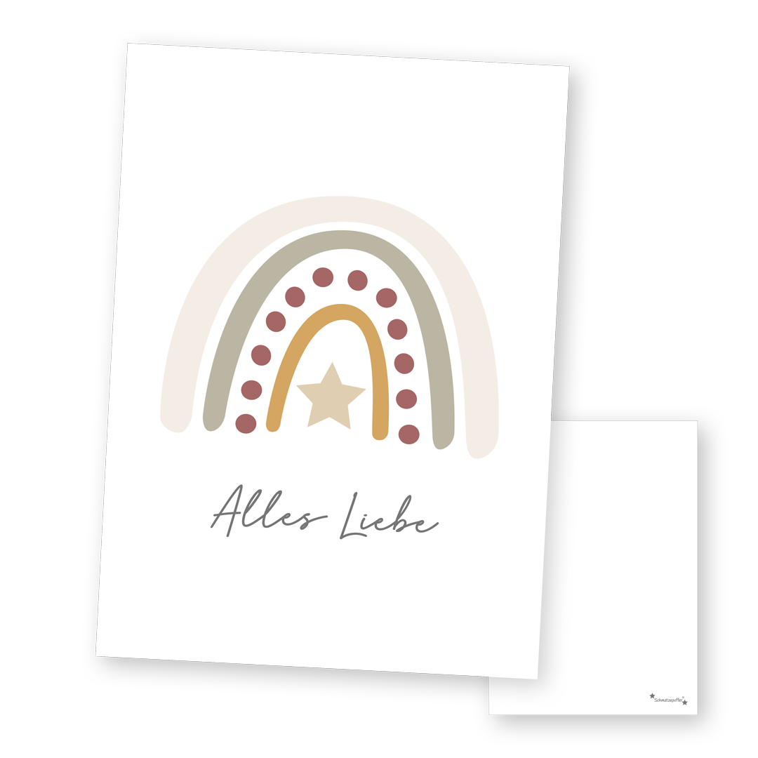 Personalisierte Grußkarte Beige - Alles Liebe | Schmatzepuffer