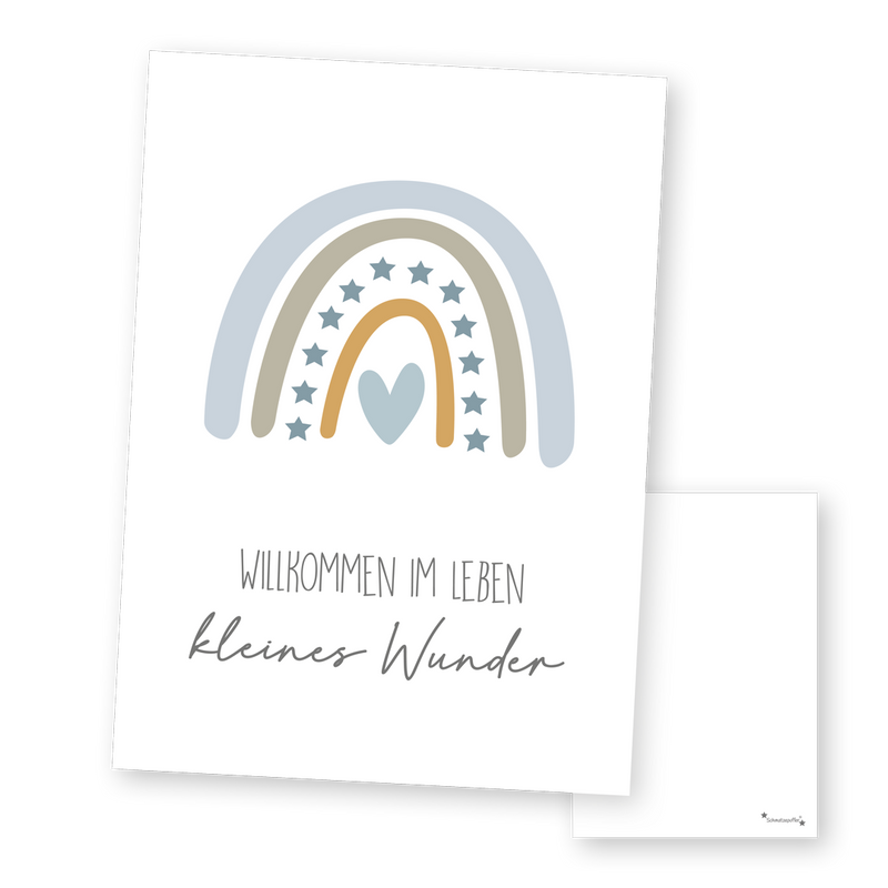 Carte de vœux bleue "Petit miracle" pour une naissance