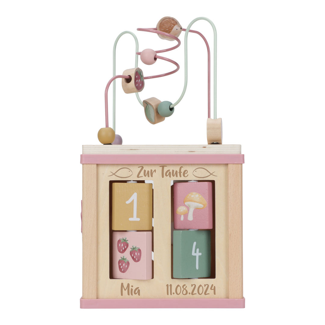 Motorikwürfel Fairy Garden aus Holz – Geschenk zur Taufe | Schmatzepuffer