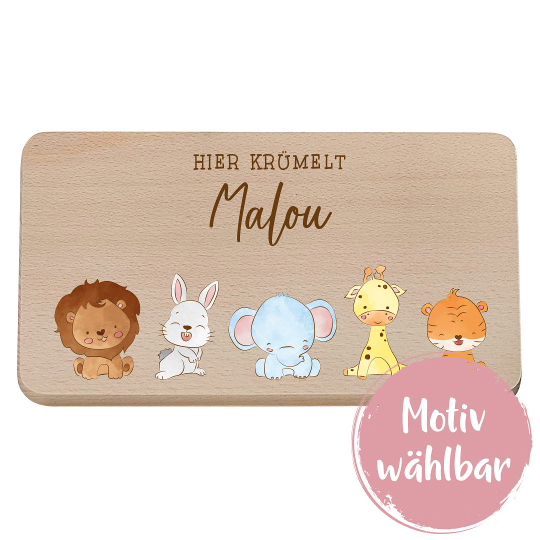 Planchette de petit-déjeuner personnalisée avec nom - Taille S | Schmatzepuffer