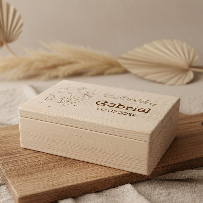 XL Memory Boxes - Natural Wood - Christening / School / Kindergarten / Communion - Personalized | Smack Boxes