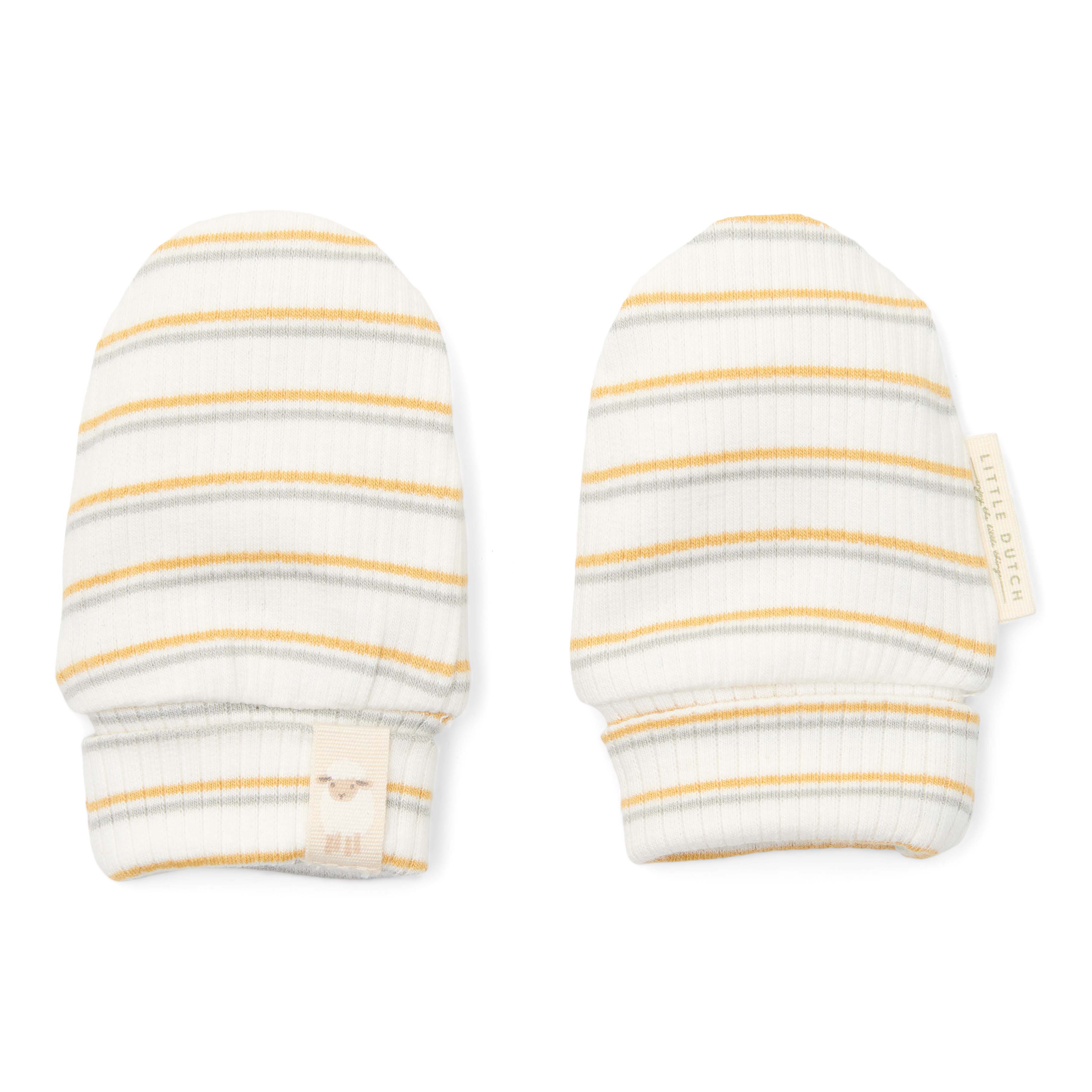 Striped newborn scratch mittens