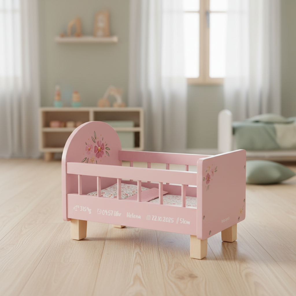Wooden Doll Bed for Kids | Schmatzepuffer