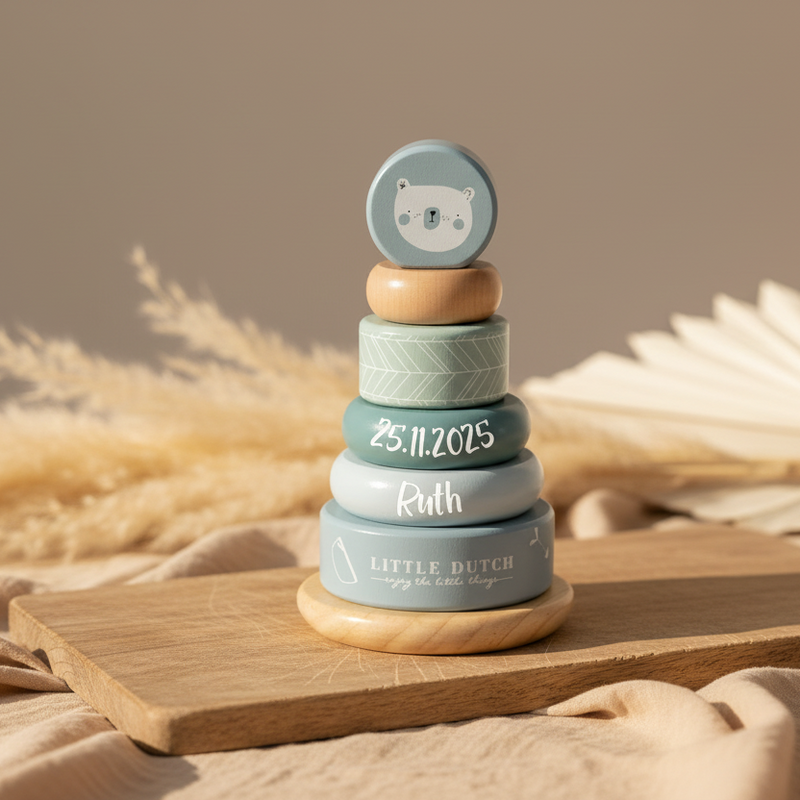 Personalized Stacking Tower Adventure Blue – Birth Gift | Schmatzepuffer