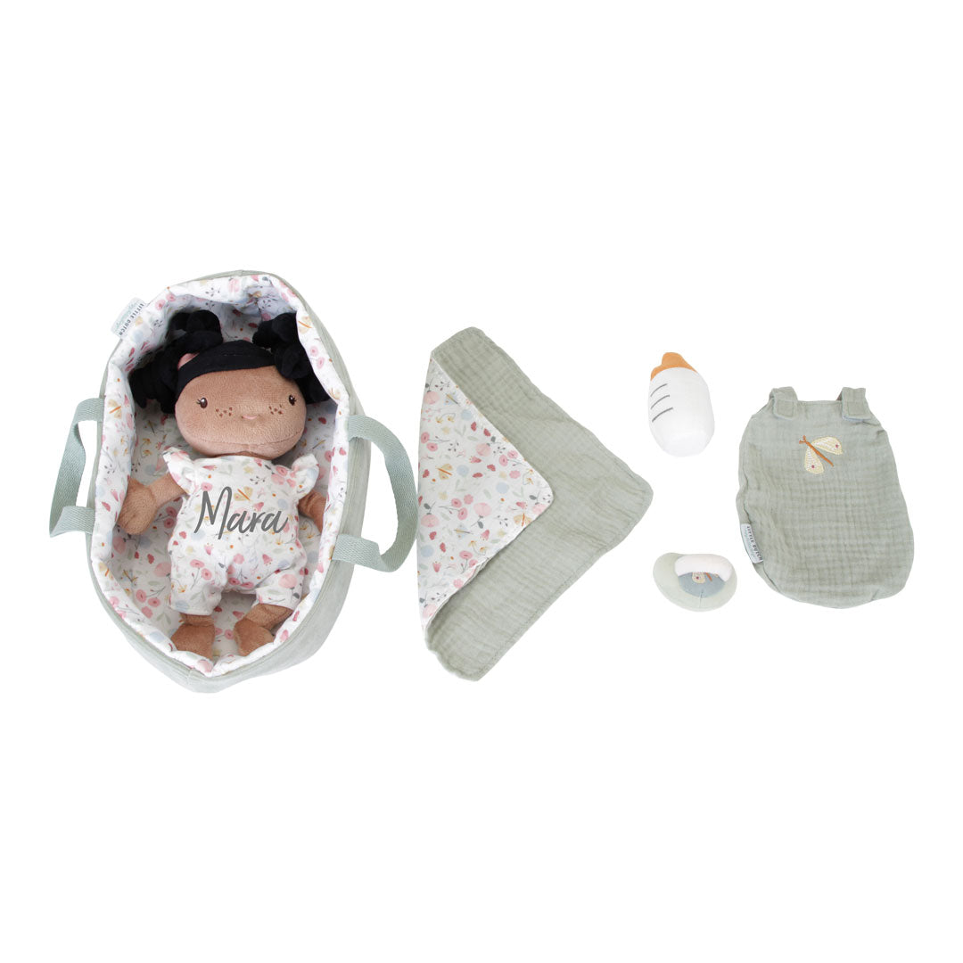 Kuschelpuppe Baby Evi mit Pflegeset Flowers & Butterflies