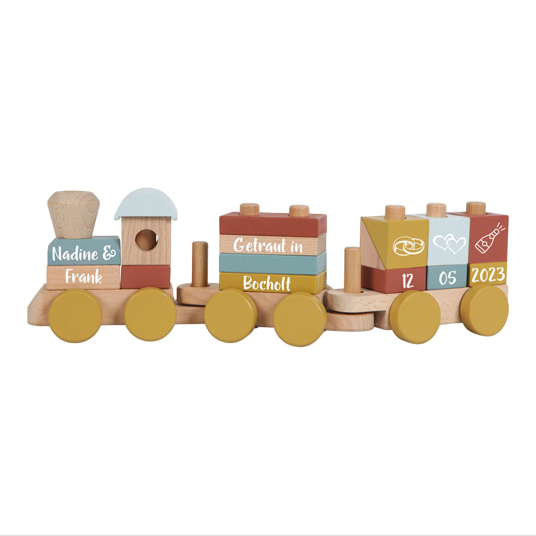 Personalized Wooden Train Pure & Nature – Wedding Gift with Names