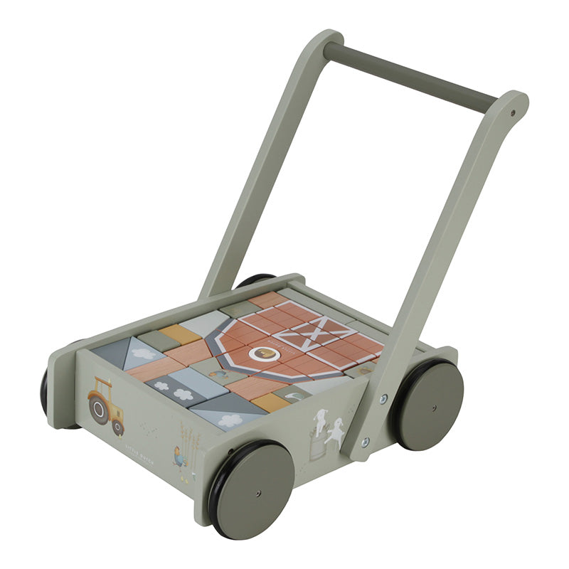 Lauflernwagen mit Bauklötzen Little Farm – Geschenk zum 1. Geburtstag