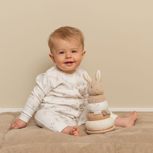 Personalisierter Stapelturm Baby Bunny mit Namen Geschenk zur Geburt