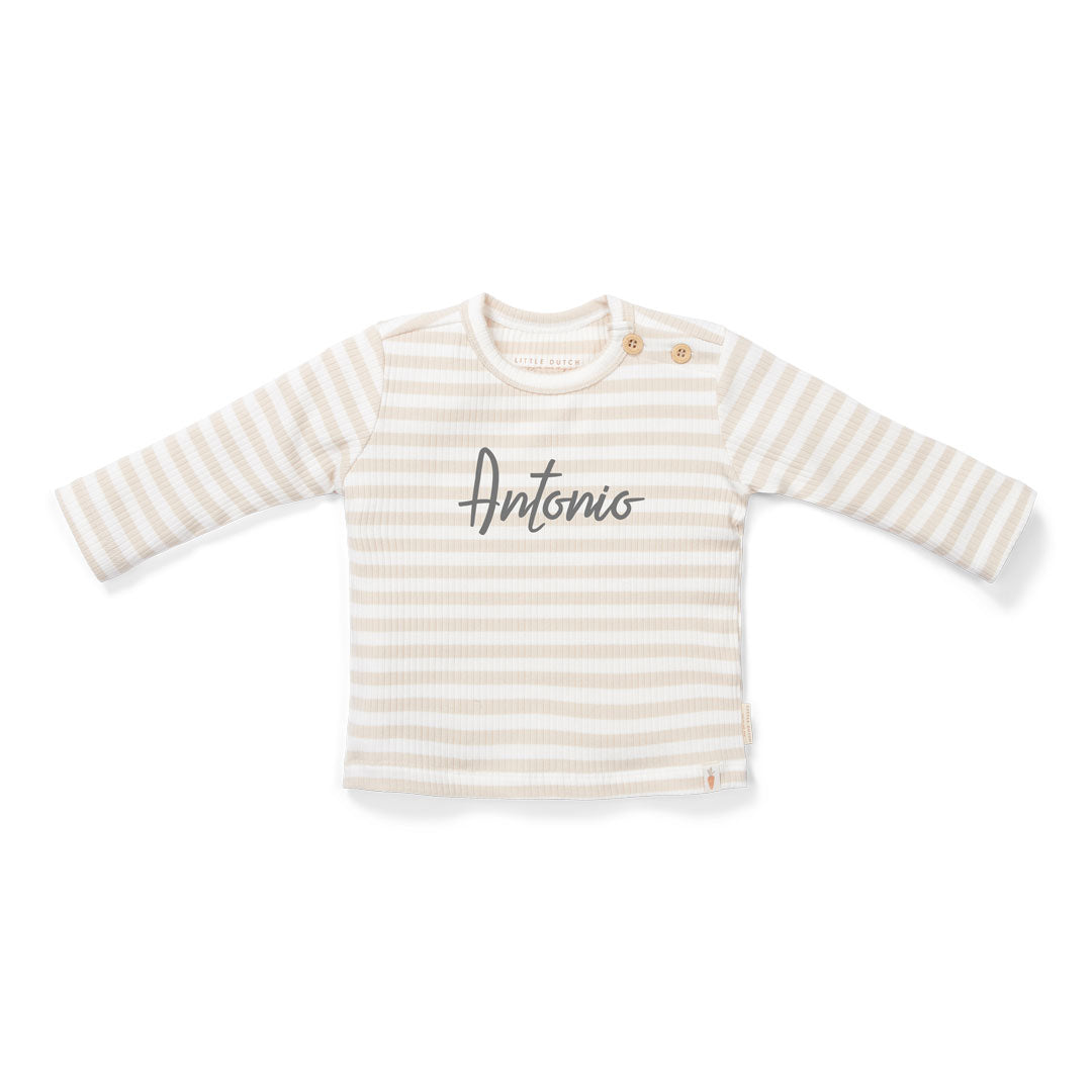 Long-sleeved T-shirt Stripe Sand White for babies and children