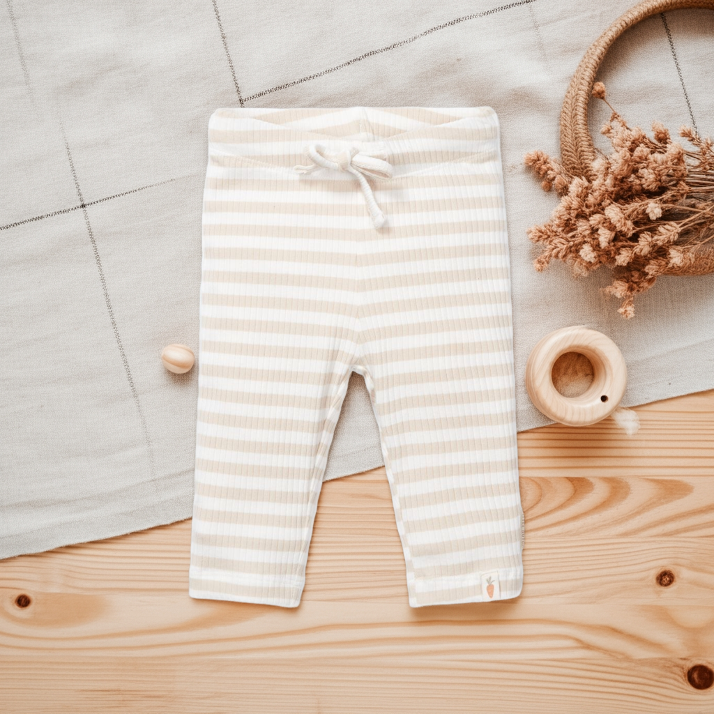 Pantalon rayé sable/blanc | Little Dutch