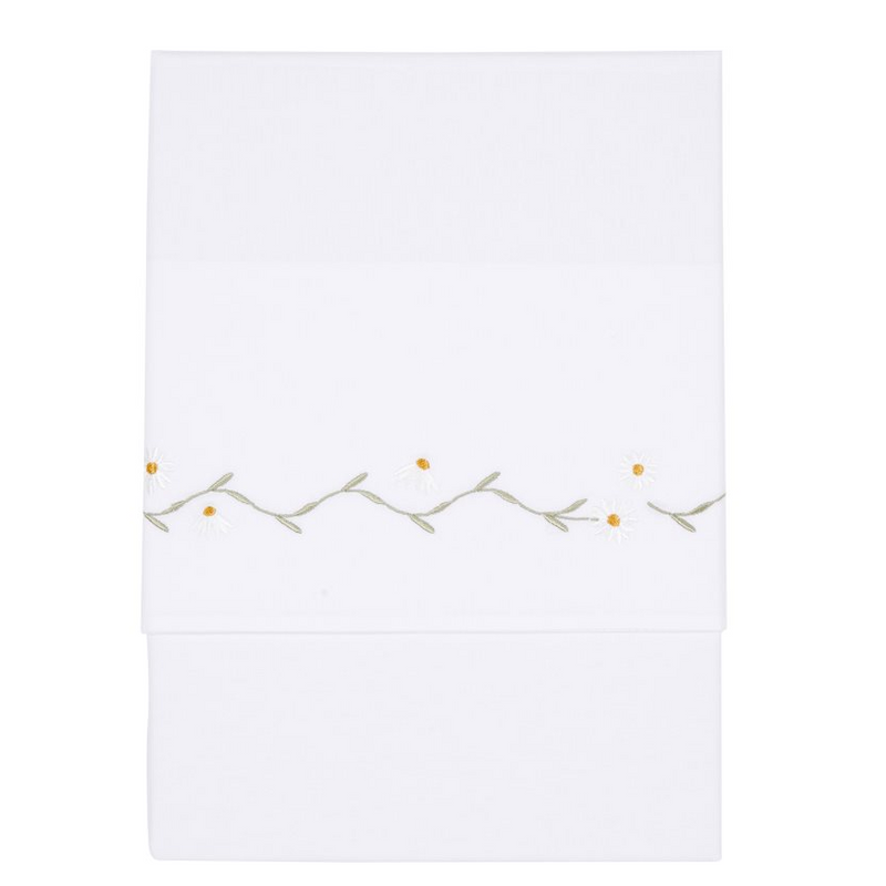 Drap de lit enfant brodé Daisy 110 x 140 cm | Little Dutch