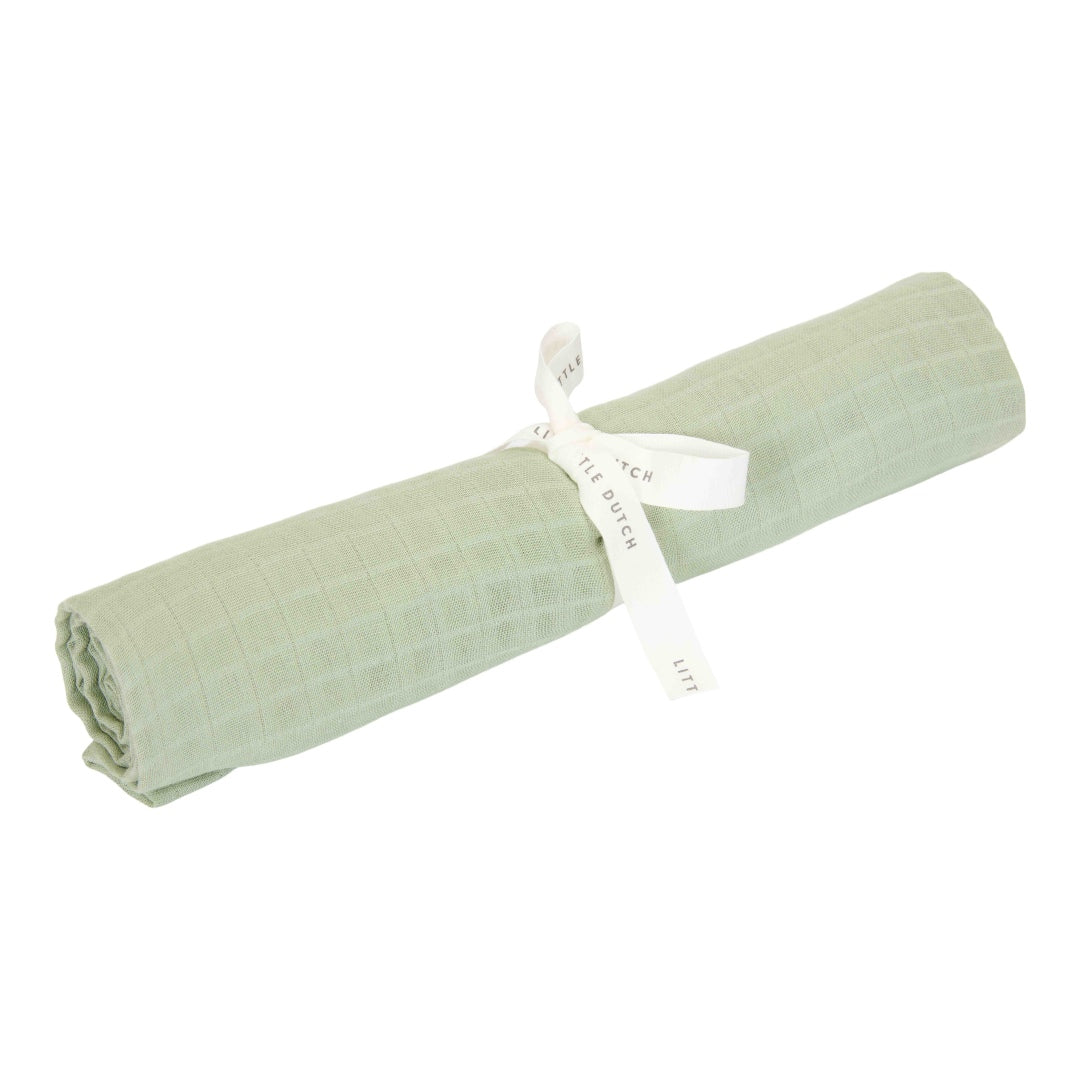 Muslin Swaddle 120 × 120 cm Sage Green – Organic Cotton
