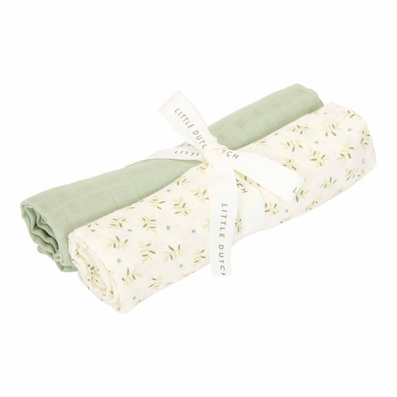 Muslin cloth swaddles 70 x 70 cm - Blueberry Leaves & Sage | Little Dutch