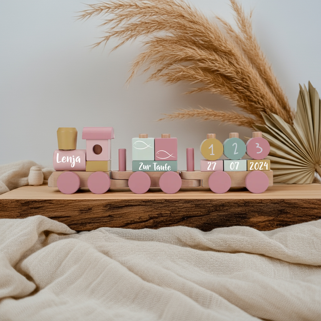 Personalized Wooden Fairy Garden Train - Christening Gift
