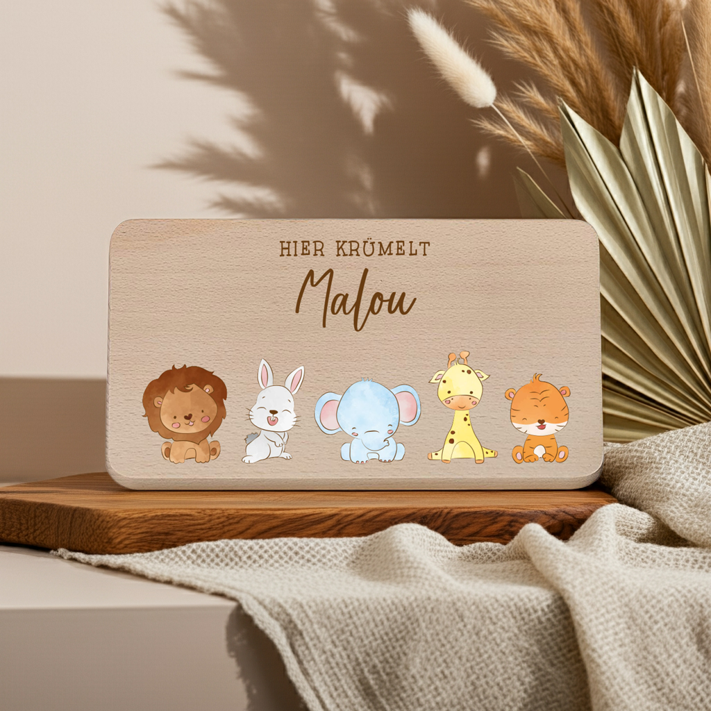 Planchette de petit-déjeuner personnalisée avec nom - Taille S | Schmatzepuffer