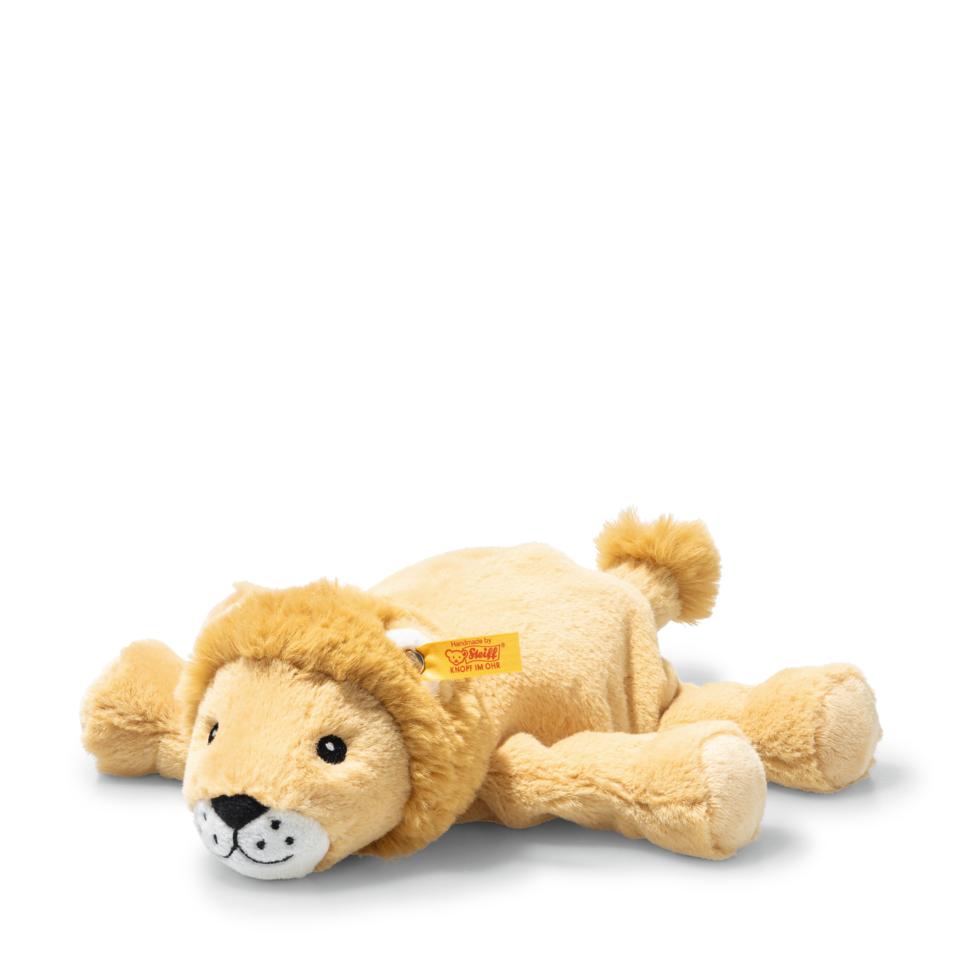 Floppy Liam lion soft toy, golden blond, lying down | Steiff
