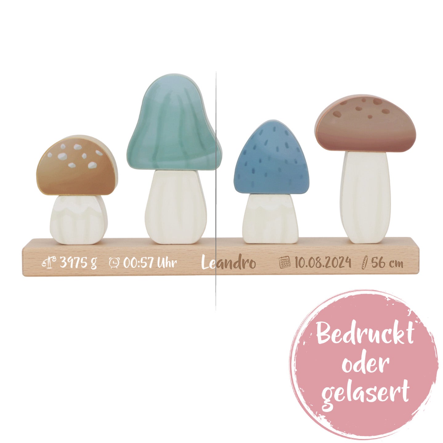 Stapel-Pilze Forest Friends personalisiert – Geschenk zur Geburt
