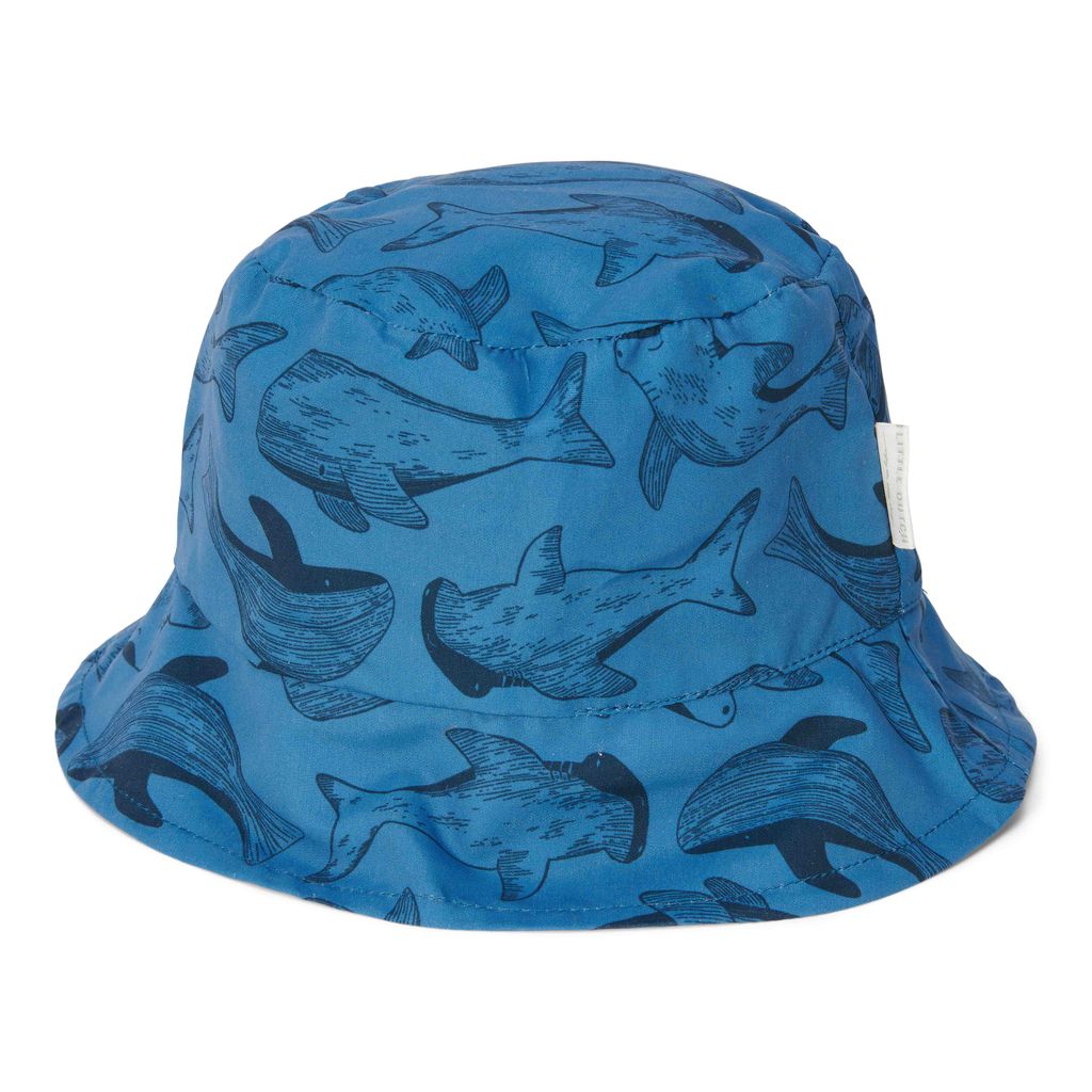 Sun hat reversible Blue / Sea life size 2 | Little Dutch