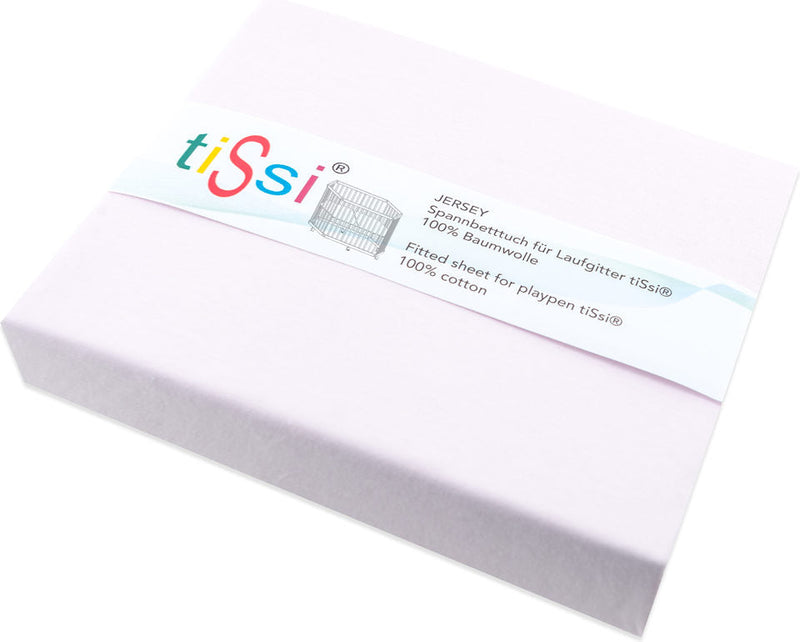 Pink fitted sheet for 6-sided playpen by TiSsi, made of soft, durable 100% cotton jersey fabric